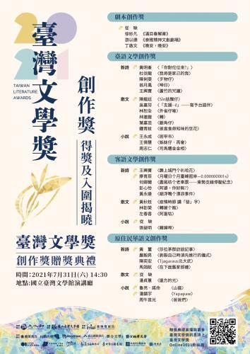 2021台灣文學獎台語文學創作獎 頒獎典禮海報